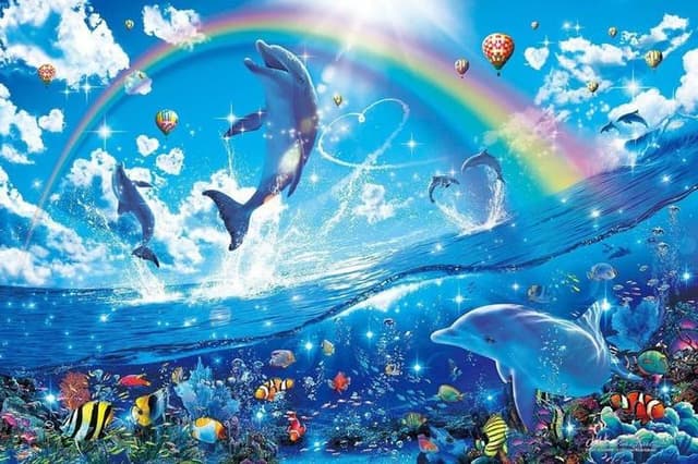 Happy dolphin rainbow